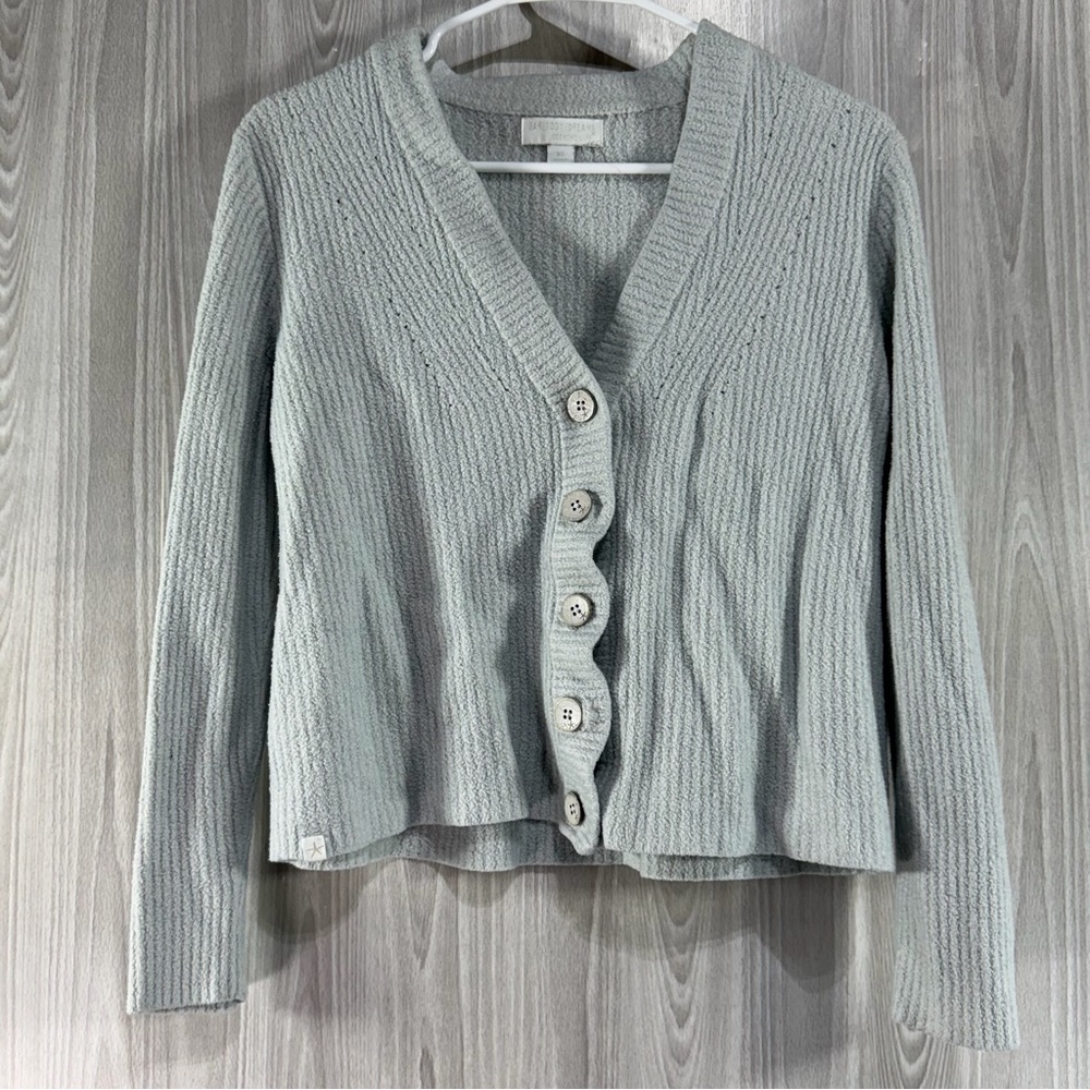 Barefoot Dreams CozyChic Lite Gray‎ V Neck Button Up Cardigan Women’s Size XS